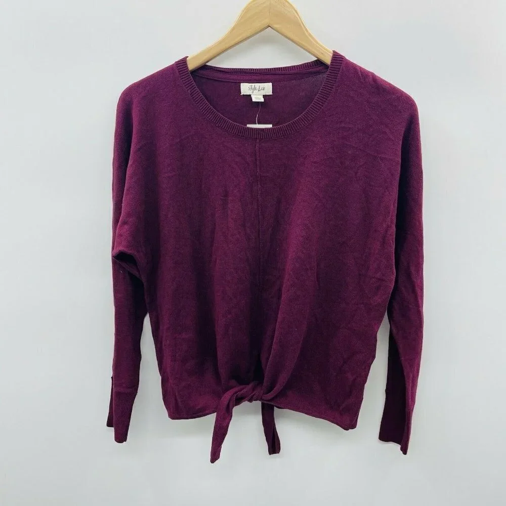 Style & Co Petite Tie-Front Pullover‎ Sweater 319